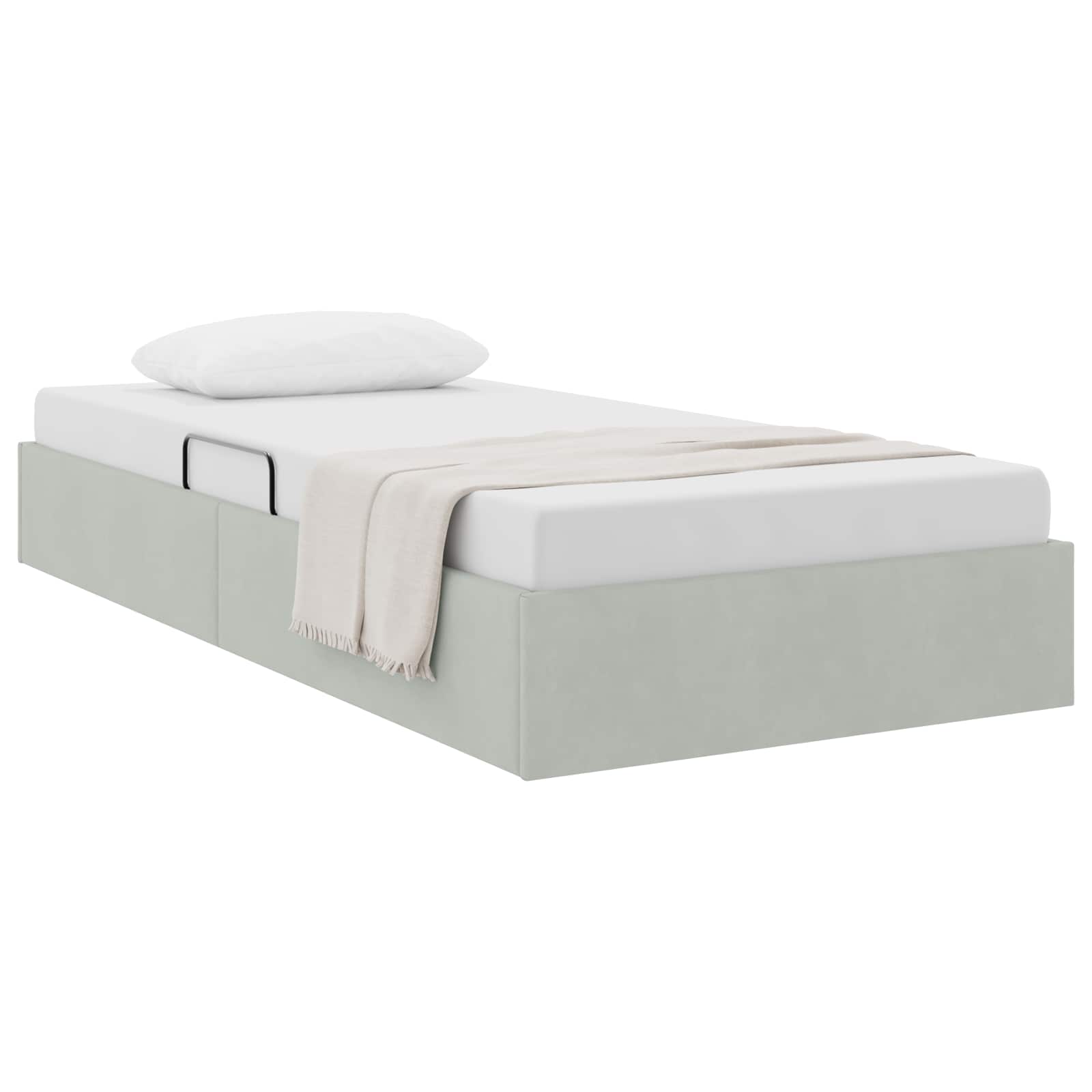 vidaXL Ottoman Bettgestell mit Speicher Hellgrau 90 x 190 cm Samt