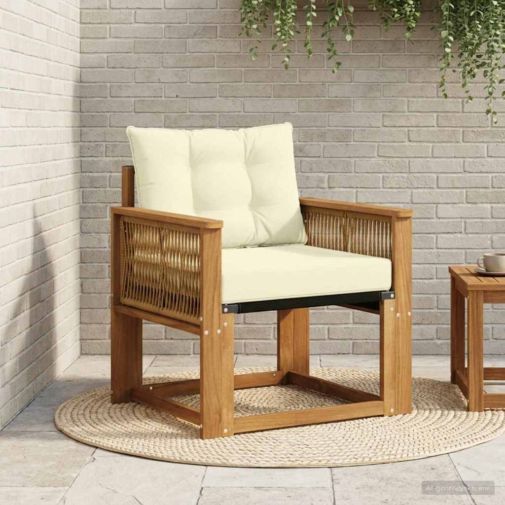 vidaXL Outdoor Mittelsofa Massives Akazienholz und Textilene Natur