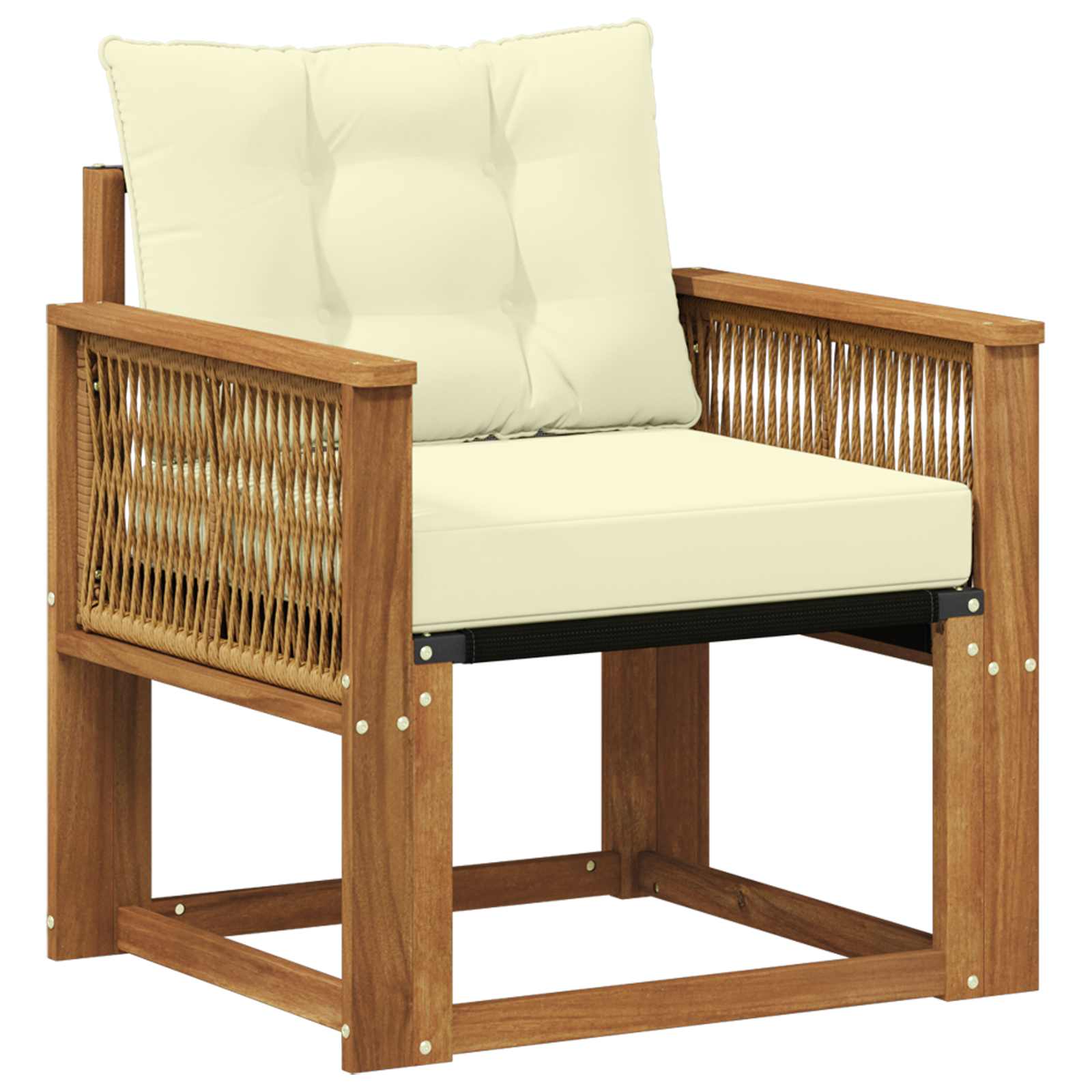 vidaXL Outdoor Mittelsofa Massives Akazienholz und Textilene Natur