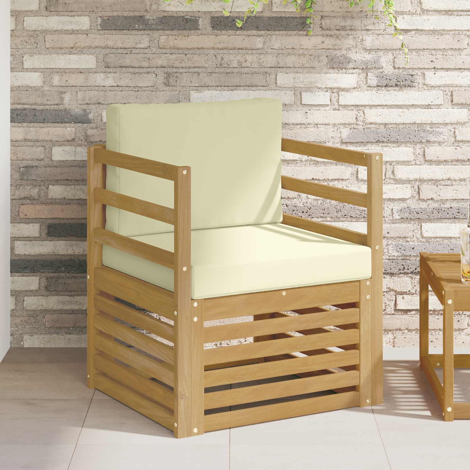 vidaXL Outdoor-Sofa Polyester Weiß und Creme