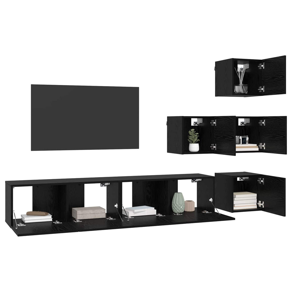 vidaXL TV-Schrankset 6 pcs 80 x 30 x 30 cm Schwarze Eiche