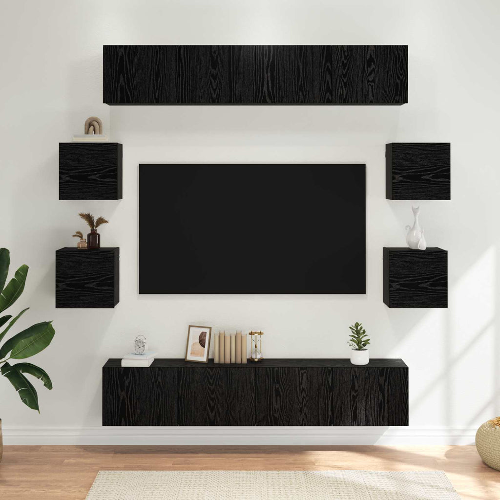 vidaXL TV-Schrankset 8 pcs 80 x 30 x 30 cm Schwarze Eiche
