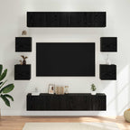 vidaXL TV-Schrankset 8 pcs 80 x 30 x 30 cm Schwarze Eiche