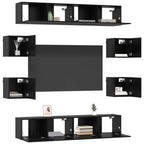 vidaXL TV-Schrankset 8 pcs 80 x 30 x 30 cm Schwarze Eiche