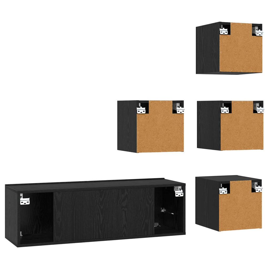 vidaXL TV-Schrankset 5 pcs 100 x 30 x 30 cm Schwarze Eiche
