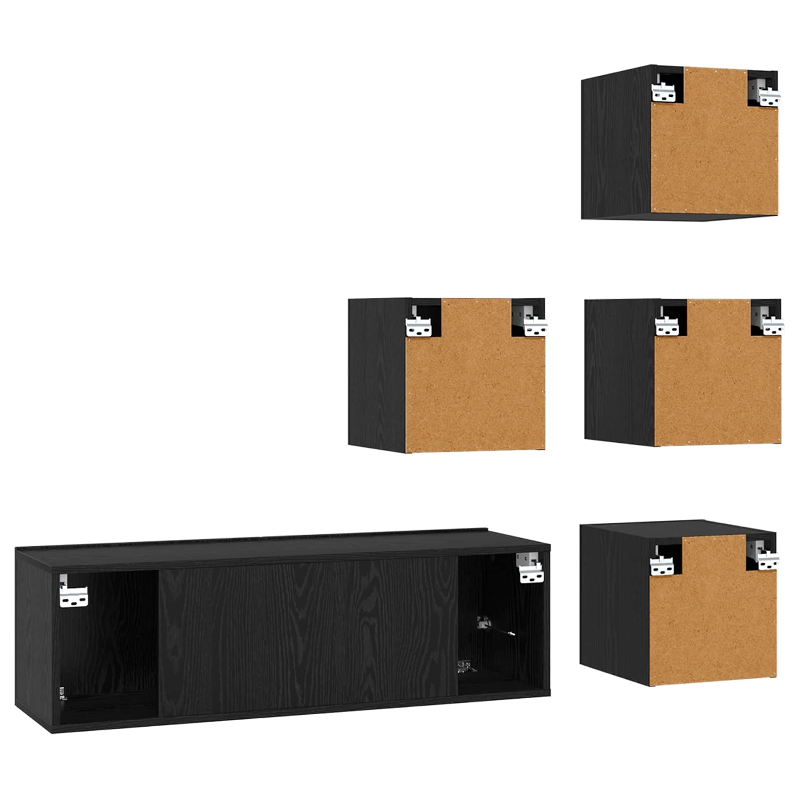 vidaXL TV-Schrankset 5 pcs 100 x 30 x 30 cm Schwarze Eiche