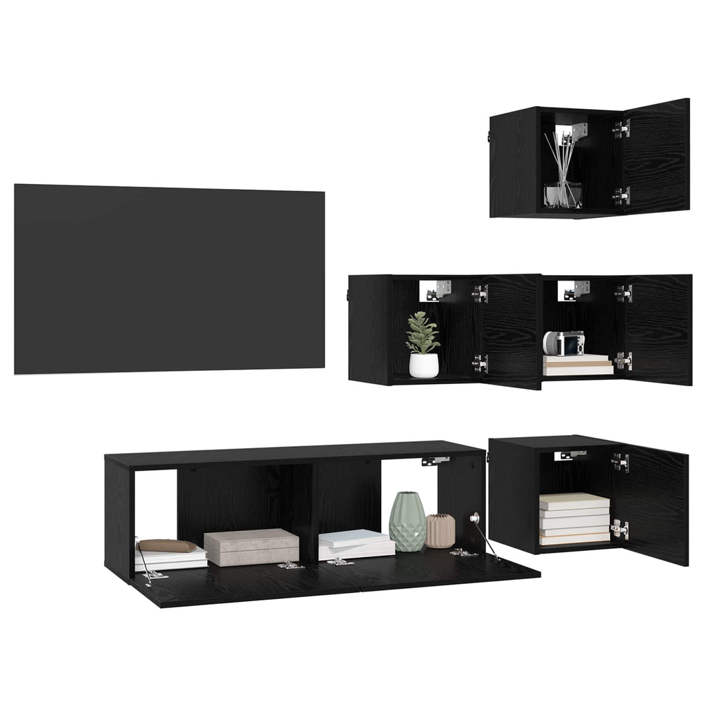 vidaXL TV-Schrankset 5 pcs 100 x 30 x 30 cm Schwarze Eiche