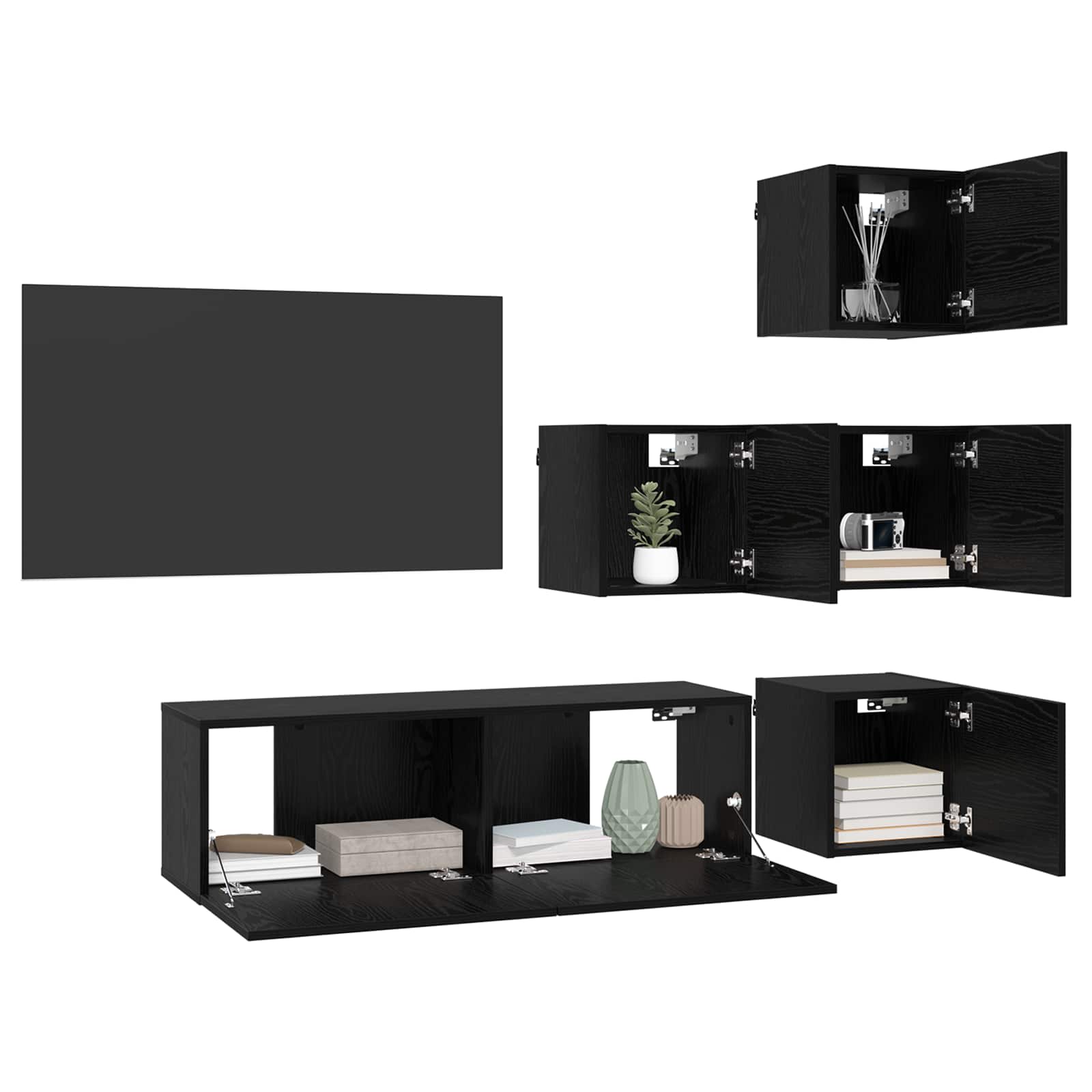 vidaXL TV-Schrankset 5 pcs 100 x 30 x 30 cm Schwarze Eiche