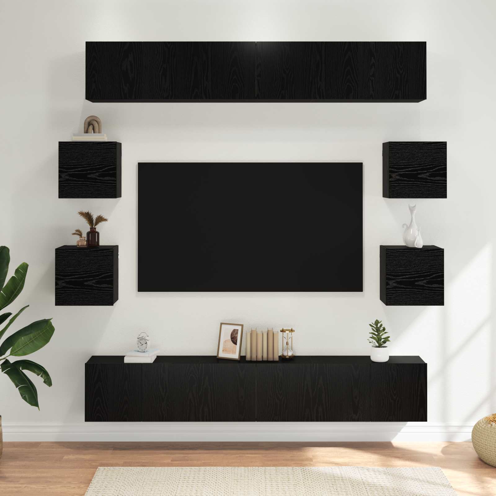 vidaXL TV-Schrankset 10 pcs 180 x 30 x 30 cm Schwarze Eiche