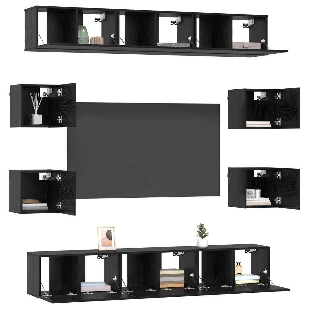 vidaXL TV-Schrankset 10 pcs 180 x 30 x 30 cm Schwarze Eiche