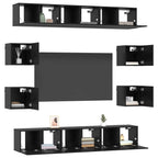 vidaXL TV-Schrankset 10 pcs 180 x 30 x 30 cm Schwarze Eiche