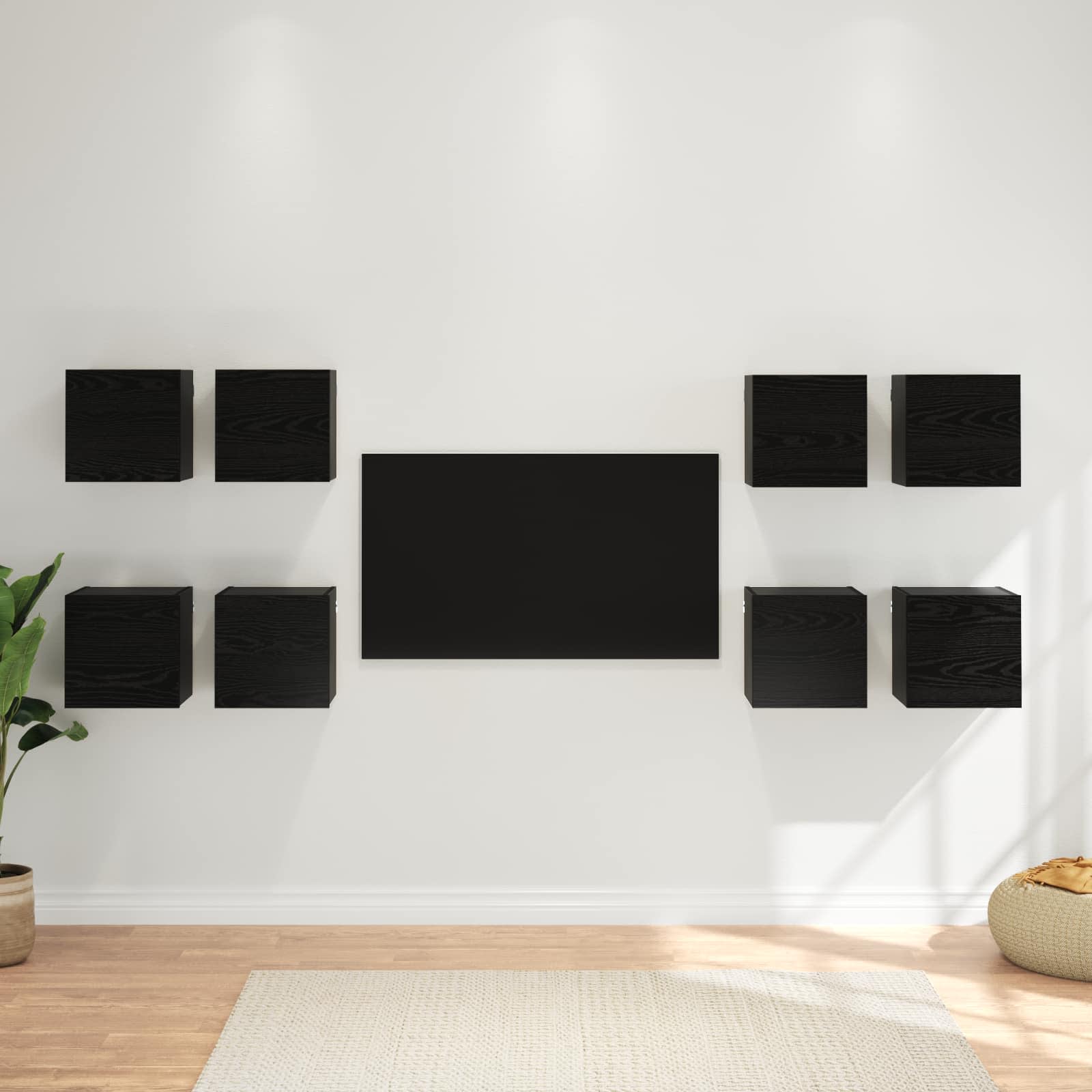 vidaXL Wandmontiertes TV-Regal 8 pcs Schwarze Eiche 30,5 x 30 x 30 cm