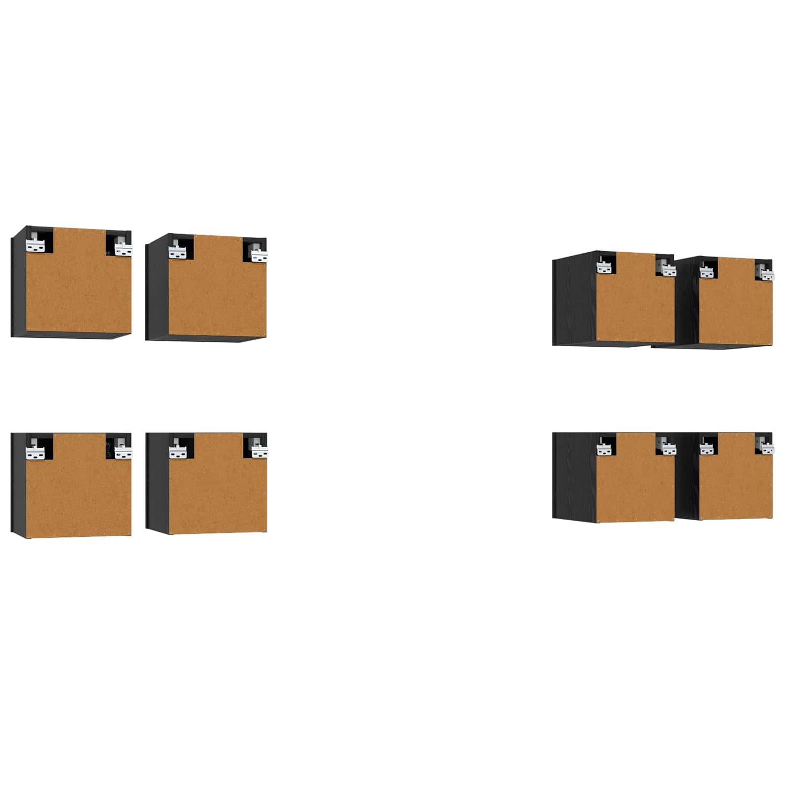 vidaXL Wandmontiertes TV-Regal 8 pcs Schwarze Eiche 30,5 x 30 x 30 cm