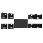 vidaXL Wandmontiertes TV-Regal 8 pcs Schwarze Eiche 30,5 x 30 x 30 cm