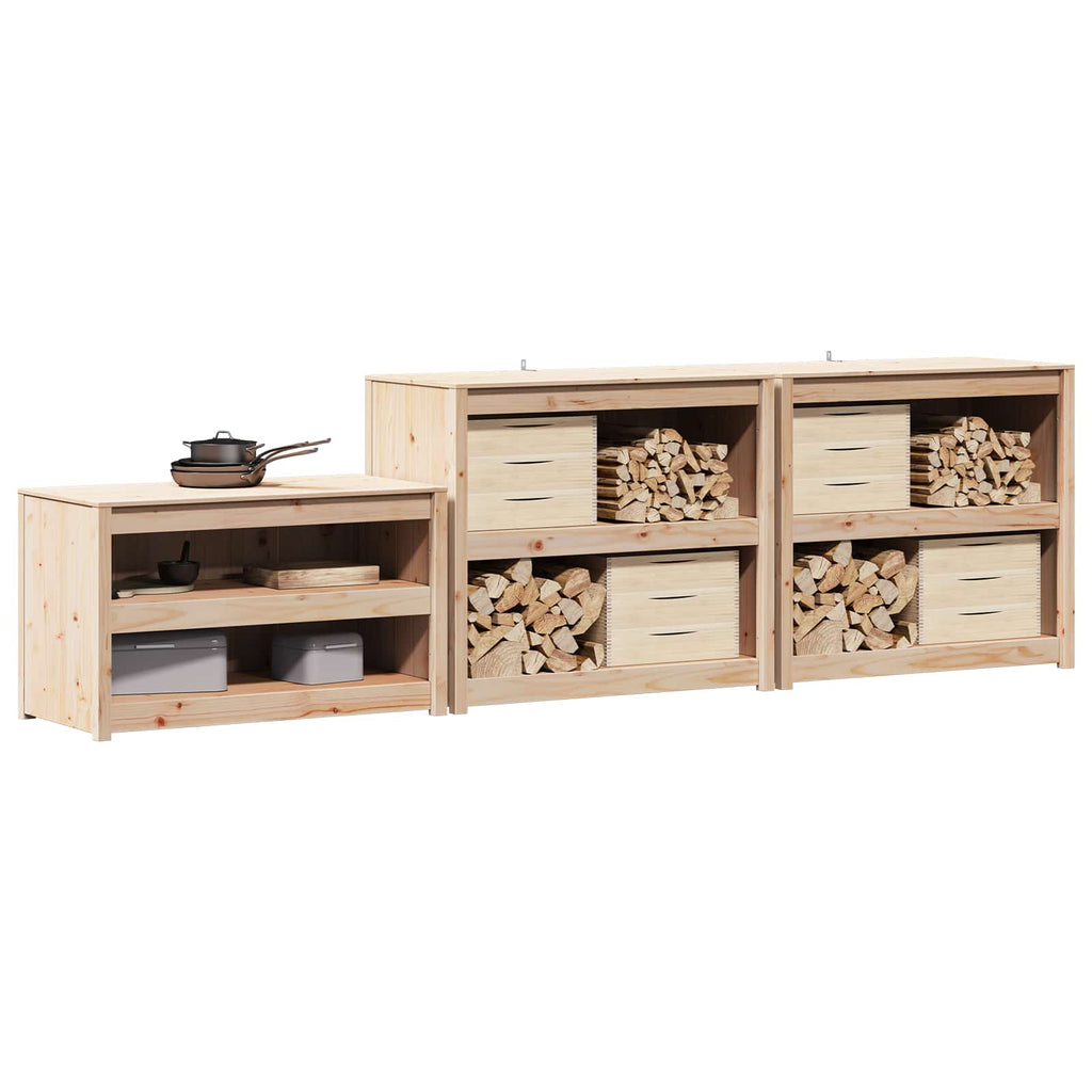vidaXL Outdoor-Küchenschrank mit Regal MEPPEL 3 Stück Natur Douglasie
