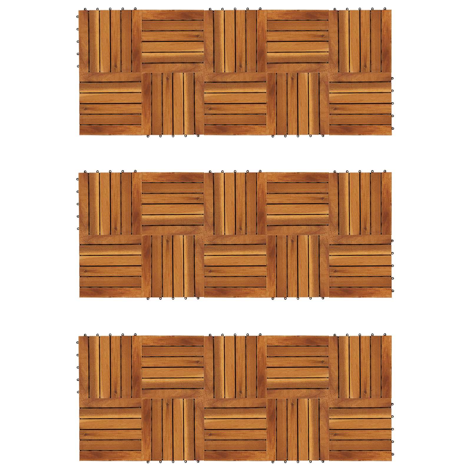 vidaXL Terrassenfliese 30 pcs Braun 30 x 30 cm Akazien-Hartholz