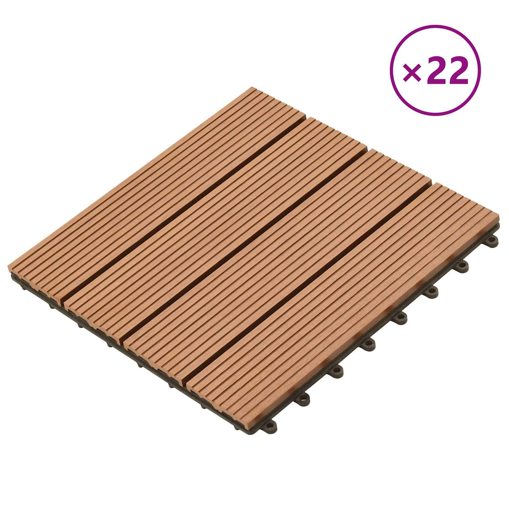 vidaXL Terrassenfliese 22 pcs Braun 30 x 30 cm WPC