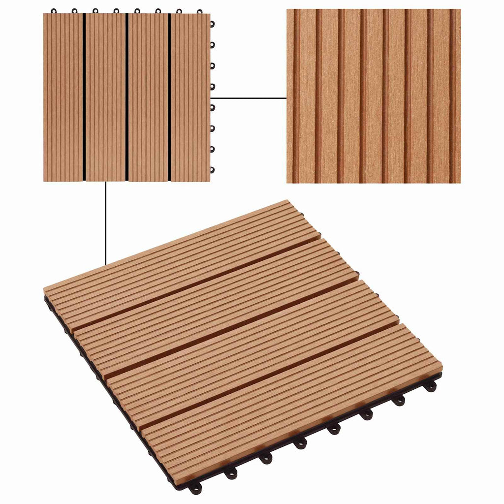 vidaXL Terrassenfliese 22 pcs Teak 30 x 30 cm WPC