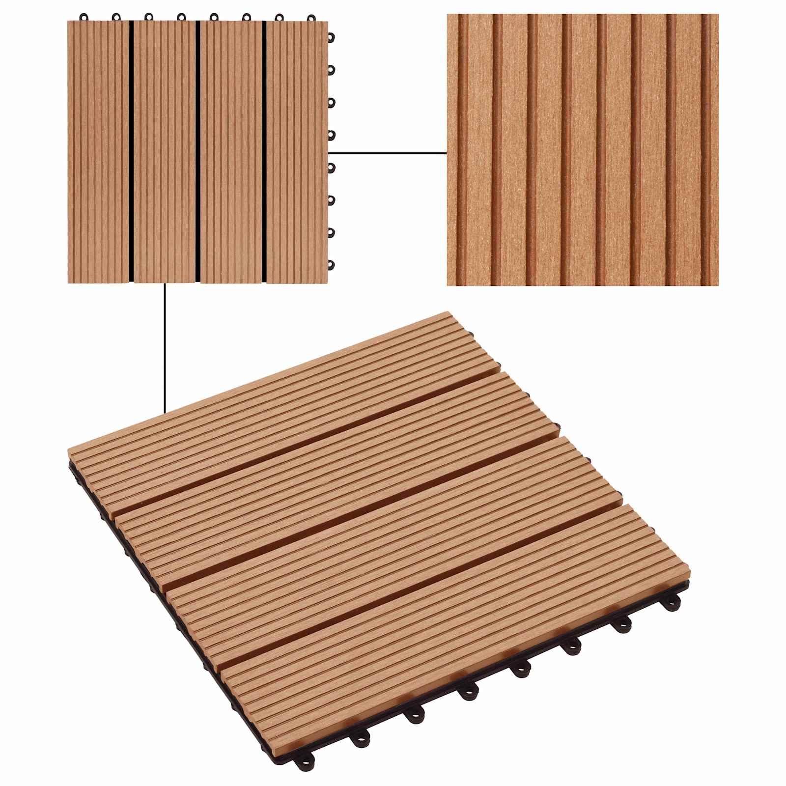 vidaXL Terrassenfliese 22 pcs Teak 30 x 30 cm WPC