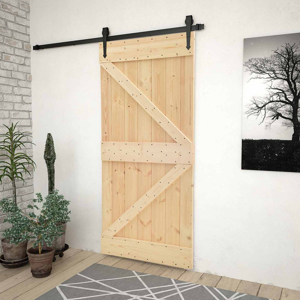 vidaXL Schiebetür Natürlich und Schwarz 80 x 210 cm