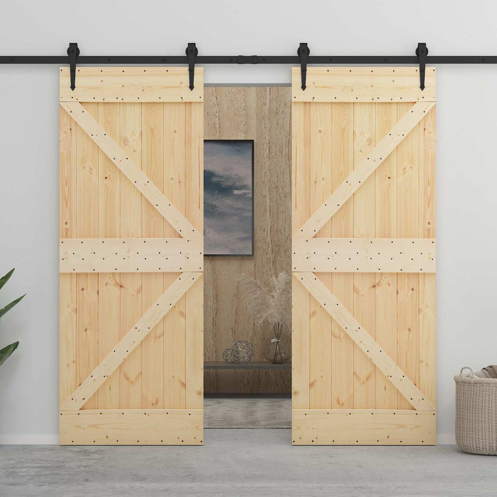 vidaXL Schiebetür Natürlich und Schwarz 80 x 210 cm