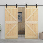 vidaXL Schiebetür Natürlich und Schwarz 80 x 210 cm