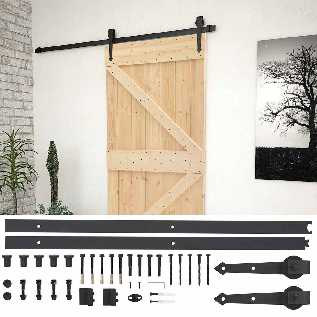 vidaXL Schiebetür Natürlich und Schwarz 80 x 210 cm