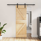 vidaXL Schiebetür Natürlich und Schwarz 70 x 210 cm Massivkiefer