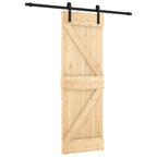 vidaXL Schiebetür Natürlich und Schwarz 70 x 210 cm Massivkiefer