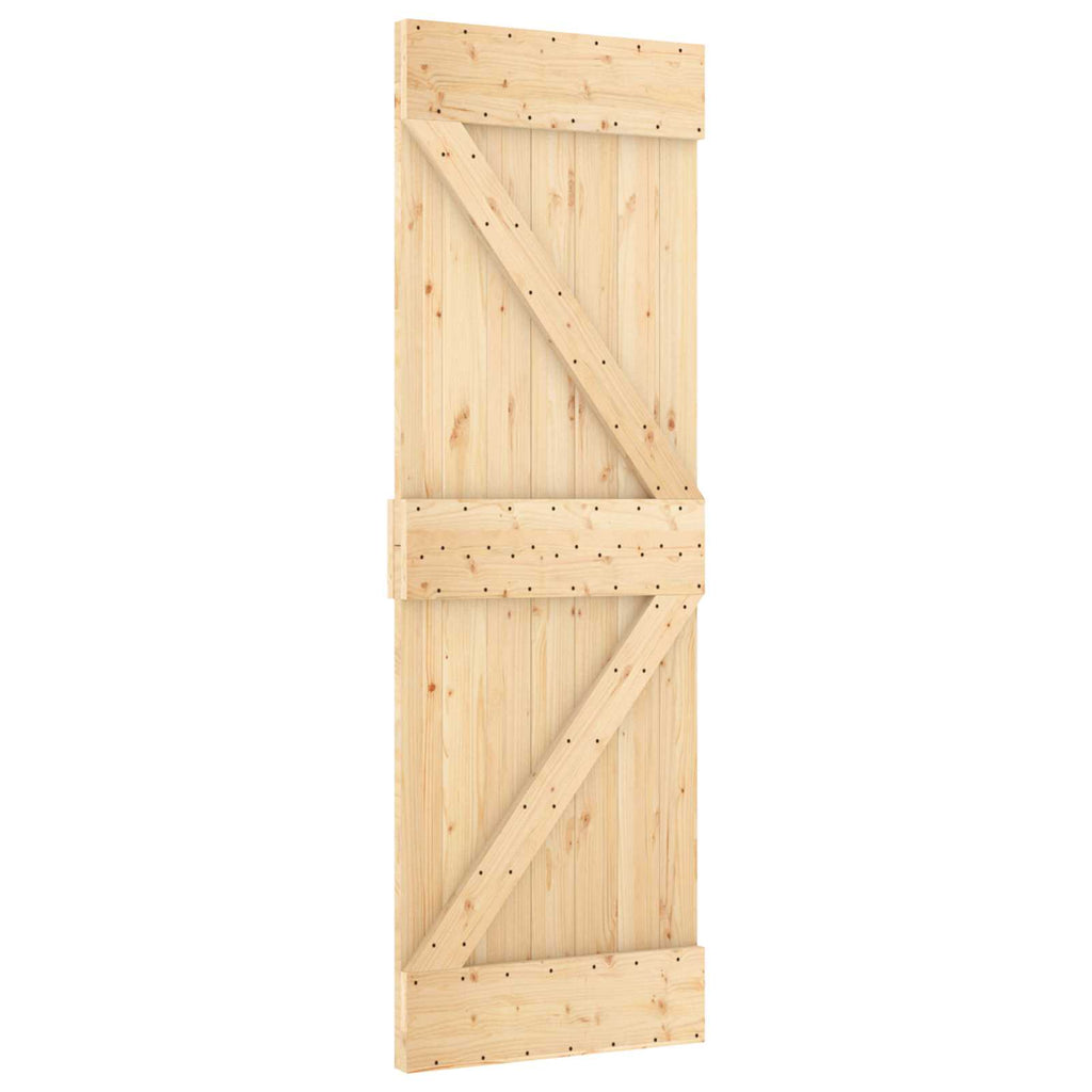 vidaXL Schiebetür Natürlich und Schwarz 70 x 210 cm Massivkiefer