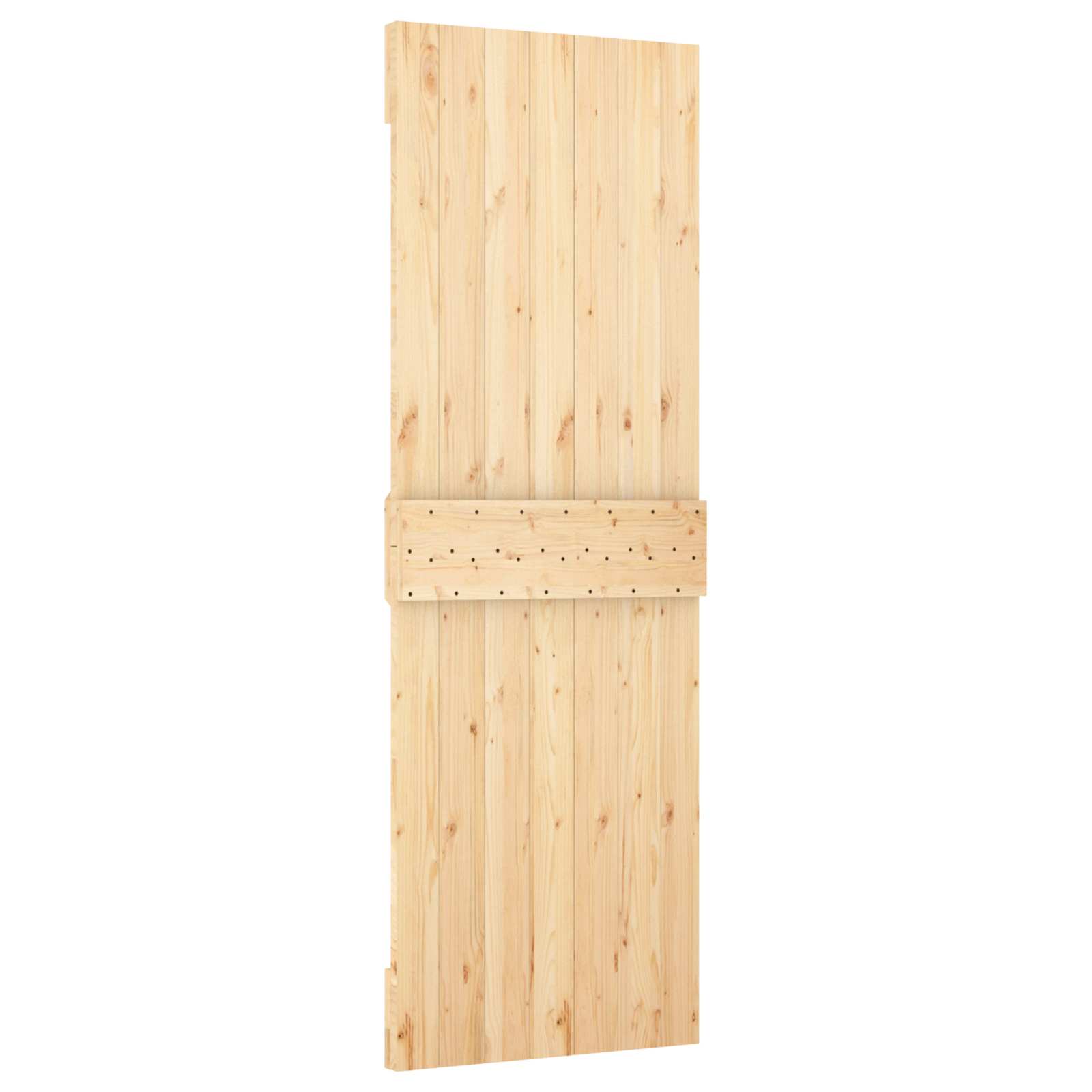 vidaXL Schiebetür Natürlich und Schwarz 70 x 210 cm Massivkiefer