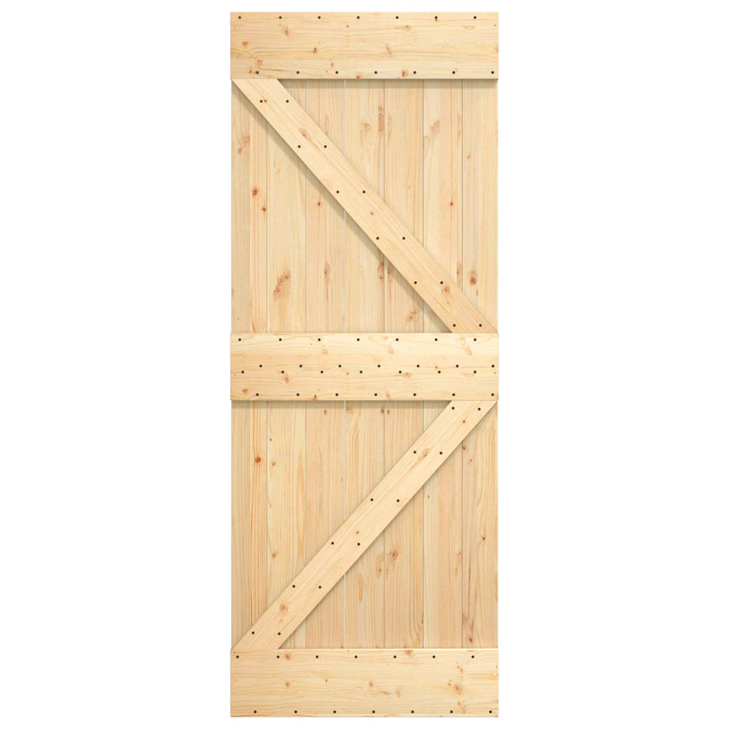 vidaXL Schiebetür Natürlich und Schwarz 70 x 210 cm Massivkiefer
