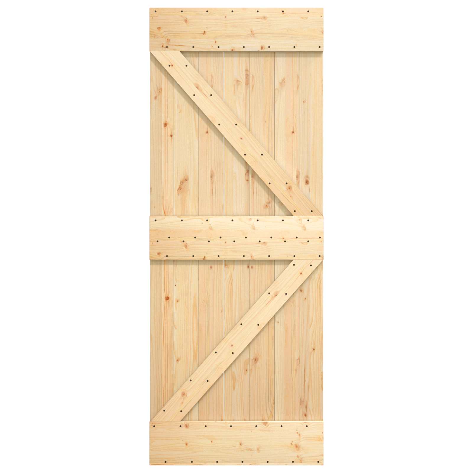 vidaXL Schiebetür Natürlich und Schwarz 70 x 210 cm Massivkiefer