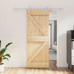 vidaXL Schiebetür Natürlich und Weiß 80 x 210 cm Massives Kiefernholz