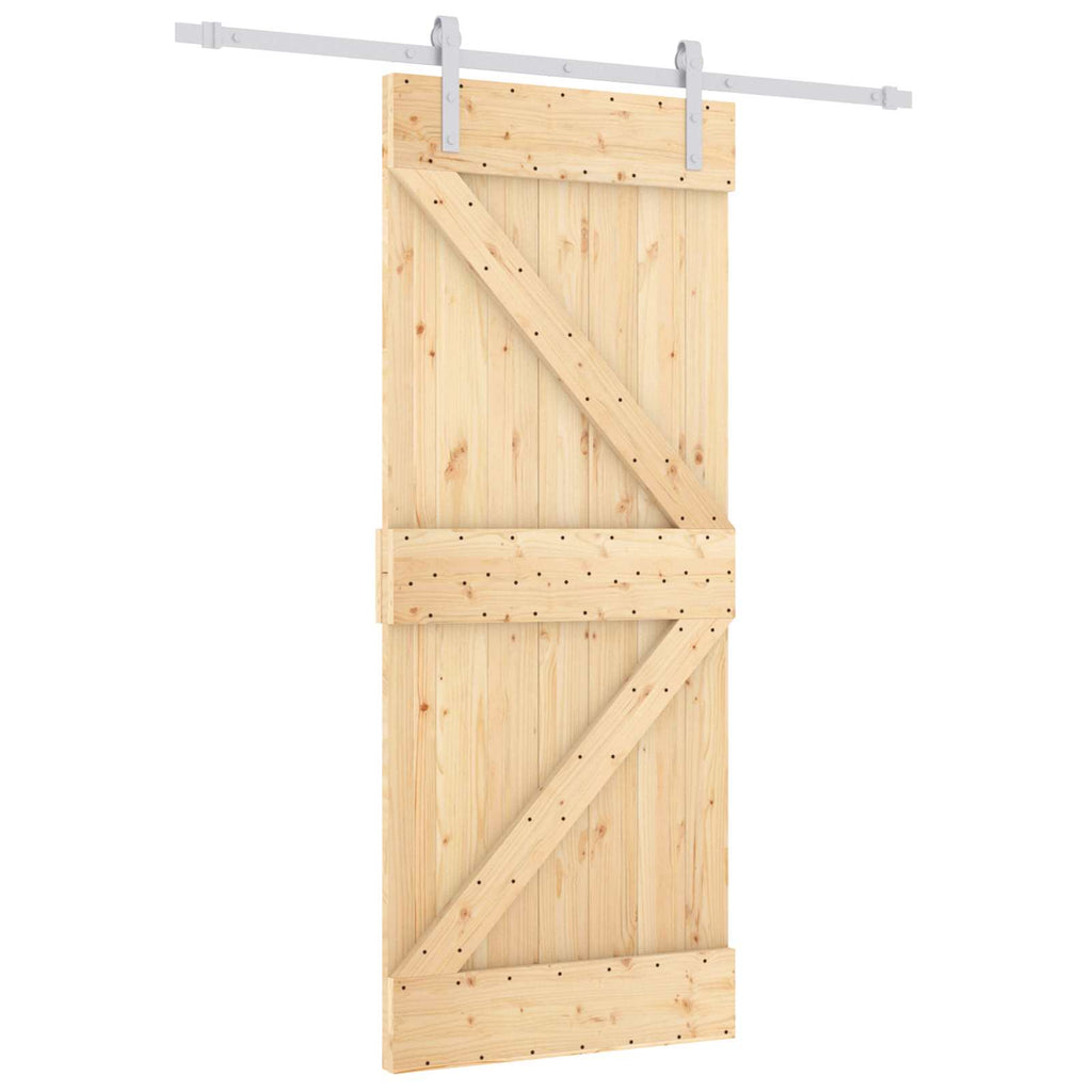 vidaXL Schiebetür Natürlich und Weiß 80 x 210 cm Massives Kiefernholz