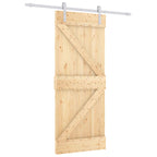 vidaXL Schiebetür Natürlich und Weiß 80 x 210 cm Massives Kiefernholz