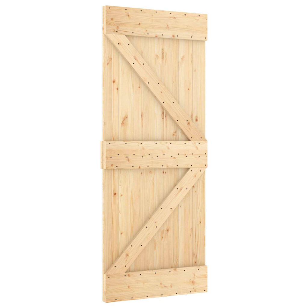 vidaXL Schiebetür Natürlich und Weiß 80 x 210 cm Massives Kiefernholz
