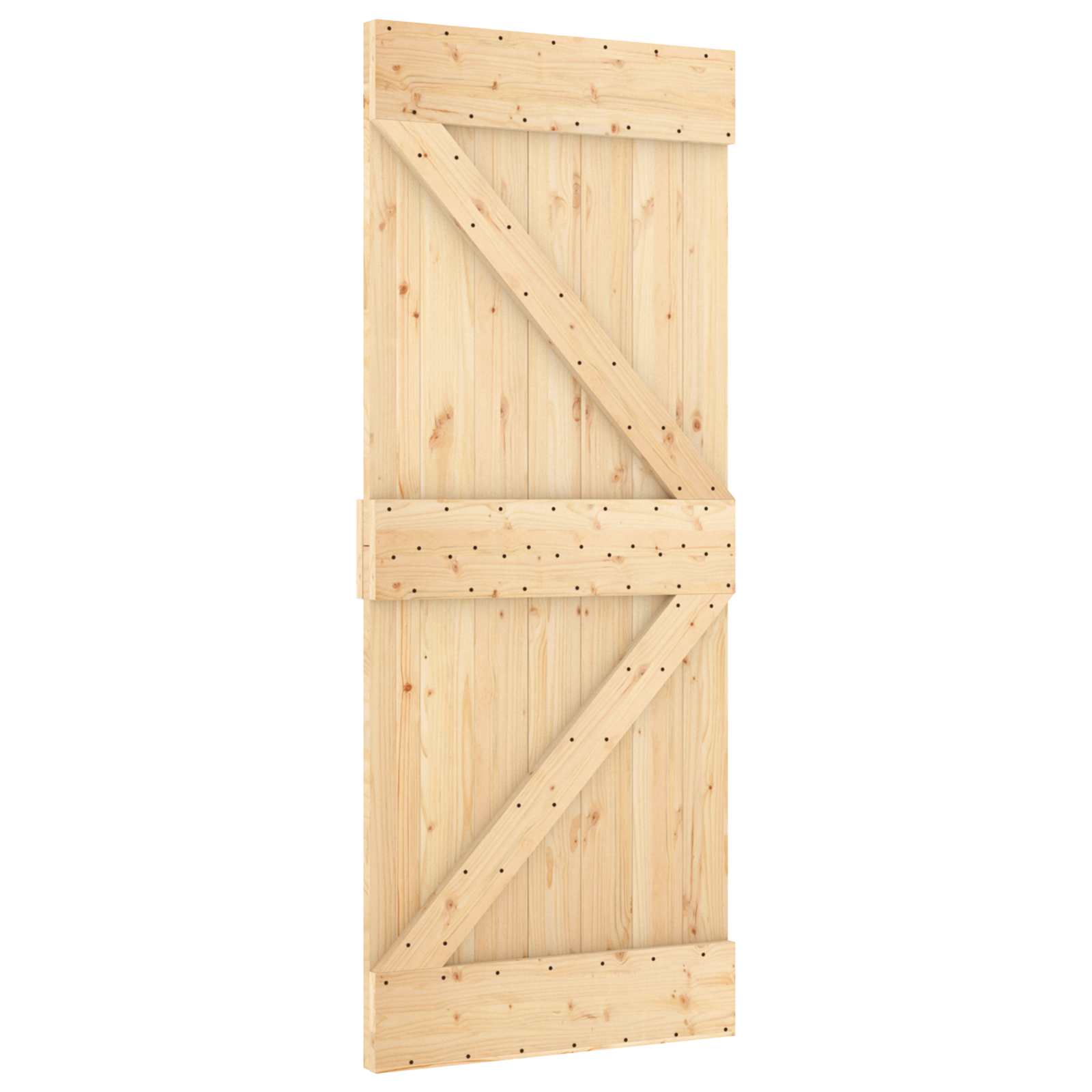 vidaXL Schiebetür Natürlich und Weiß 80 x 210 cm Massives Kiefernholz