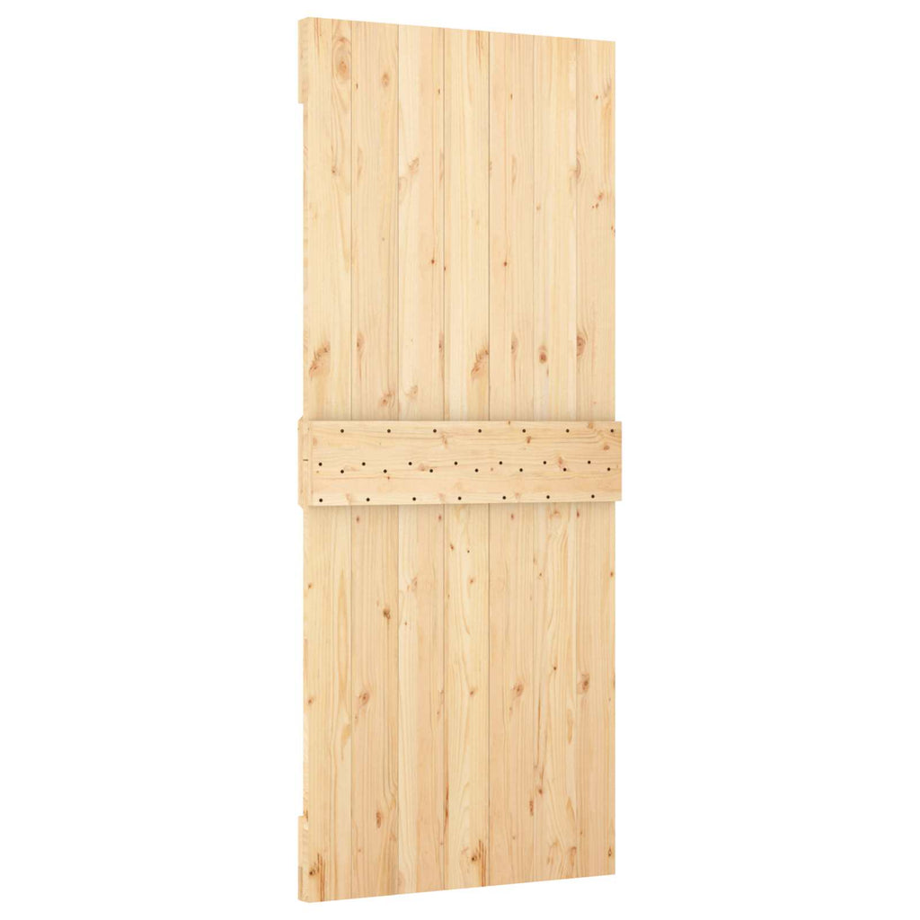 vidaXL Schiebetür Natürlich und Weiß 80 x 210 cm Massives Kiefernholz