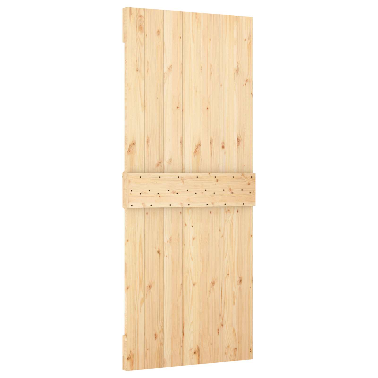 vidaXL Schiebetür Natürlich und Weiß 80 x 210 cm Massives Kiefernholz