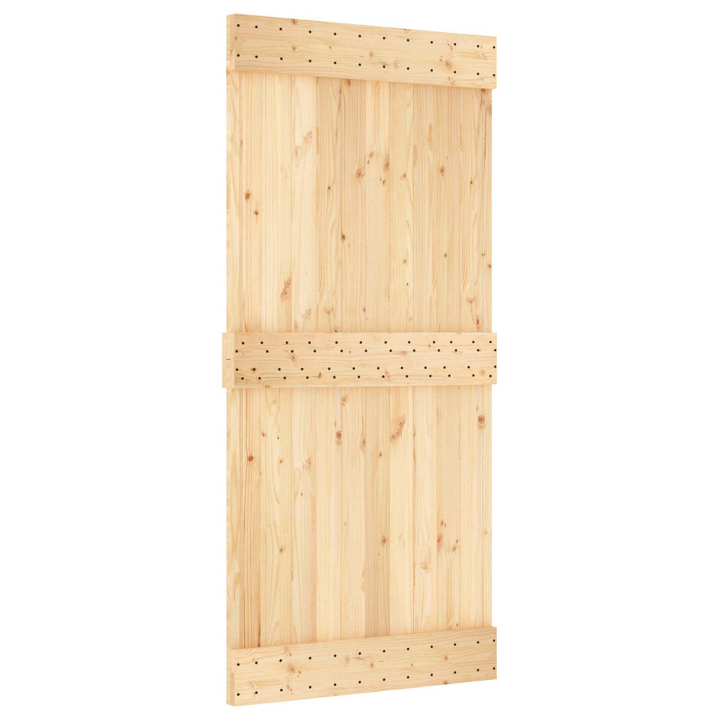 vidaXL Schiebetür Natürlich und Weiß 95 x 210 cm Massivkiefer