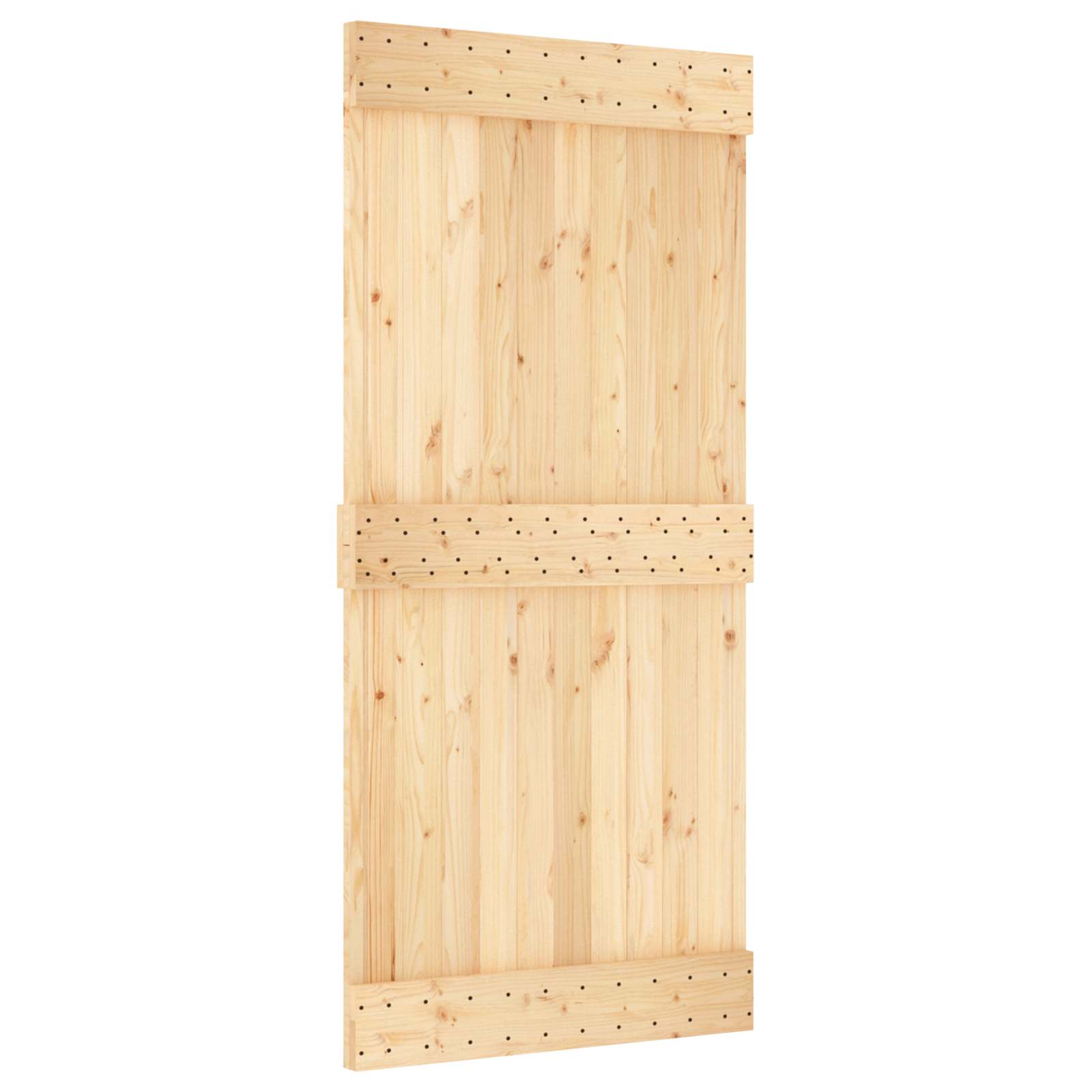 vidaXL Schiebetür Natürlich und Weiß 95 x 210 cm Massivkiefer