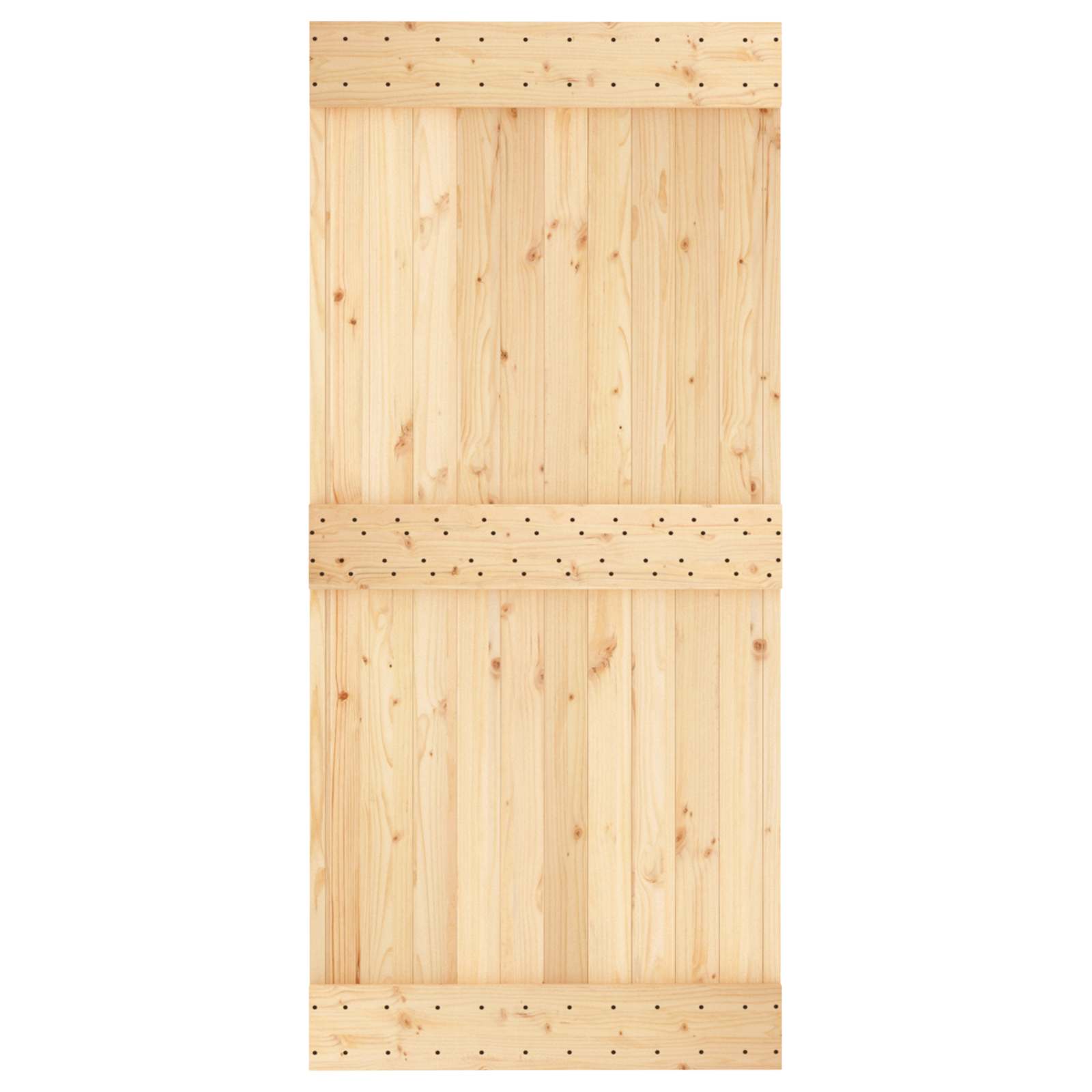 vidaXL Schiebetür Natürlich und Weiß 95 x 210 cm Massivkiefer