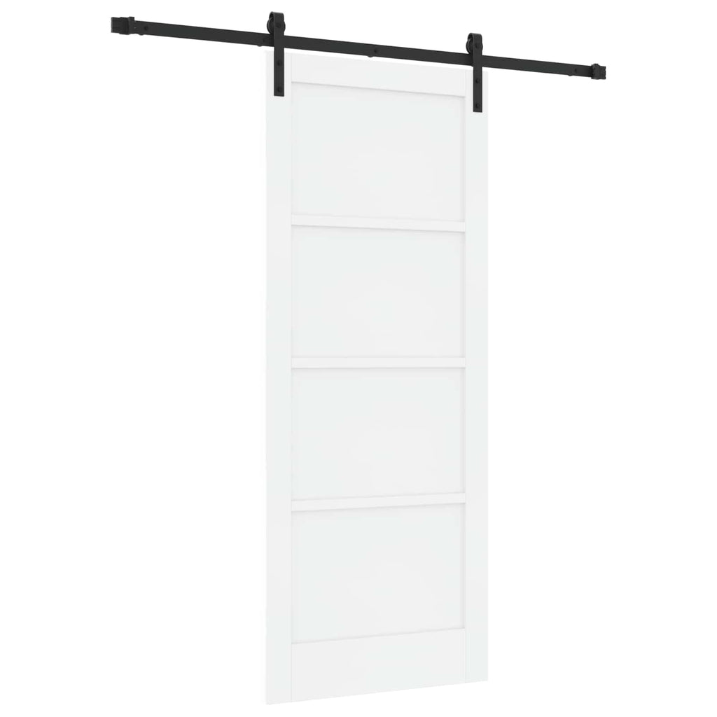 vidaXL Schiebetür Weiß und Schwarz 83 x 202 cm Massives Kiefernholz