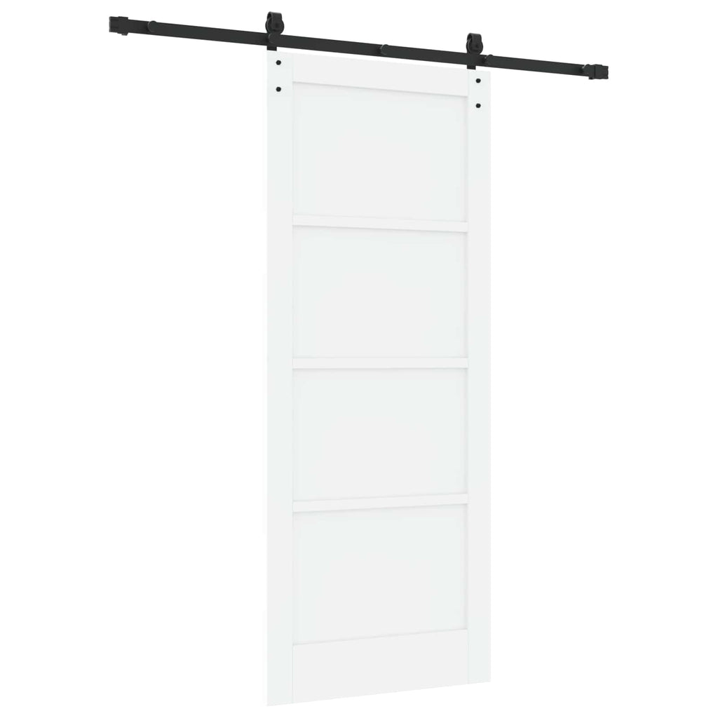 vidaXL Schiebetür Weiß und Schwarz 83 x 202 cm Massives Kiefernholz