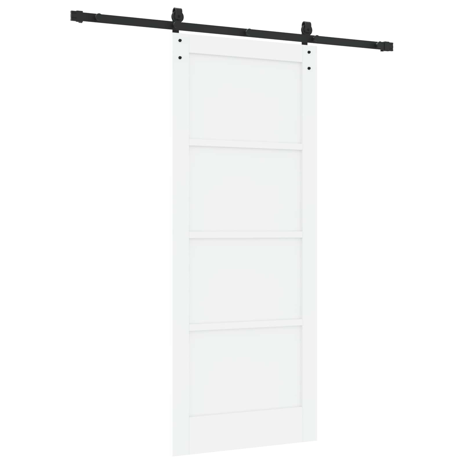 vidaXL Schiebetür Weiß und Schwarz 83 x 202 cm Massives Kiefernholz