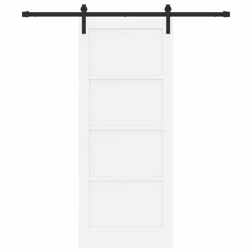 vidaXL Schiebetür Weiß und Schwarz 83 x 202 cm Massives Kiefernholz