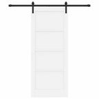 vidaXL Schiebetür Weiß und Schwarz 83 x 202 cm Massives Kiefernholz