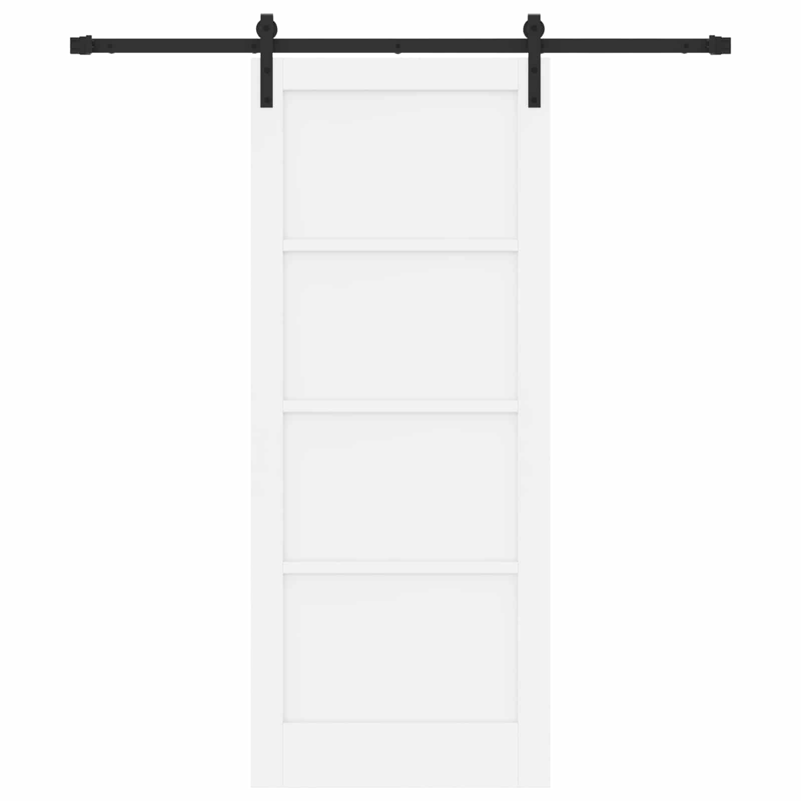 vidaXL Schiebetür Weiß und Schwarz 83 x 202 cm Massives Kiefernholz