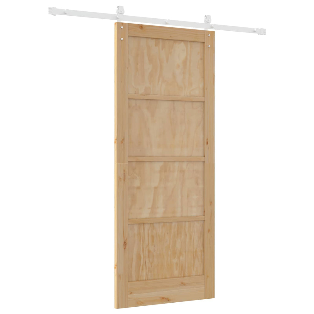 vidaXL Schiebetür Natürlich und Weiß 83 x 202 cm Massives Kiefernholz